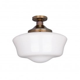 Anath Schoolhouse Ceiling LIght, Antique Brass