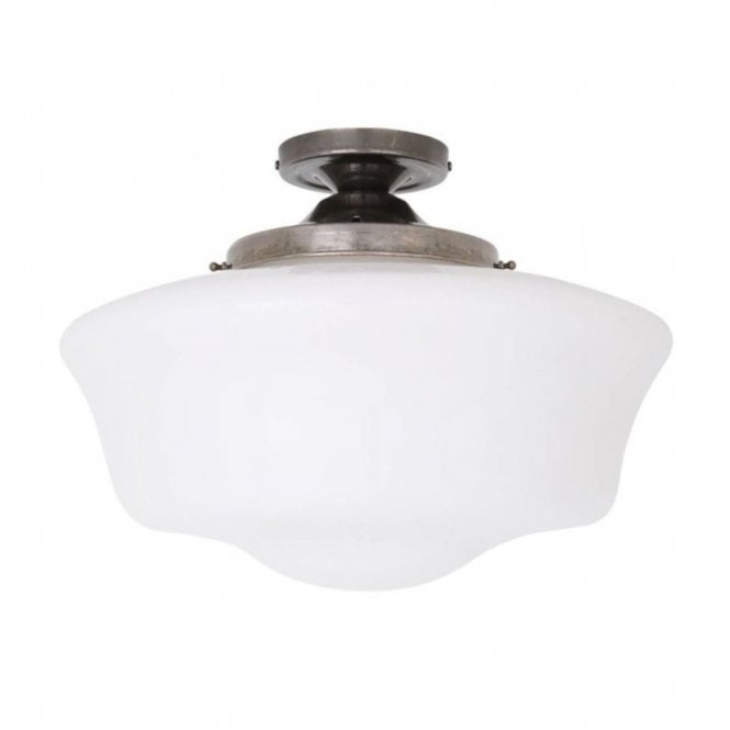 Anath Schoolhouse Ceiling LIght, Antique Silver