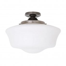 Anath Schoolhouse Ceiling LIght, Antique Silver