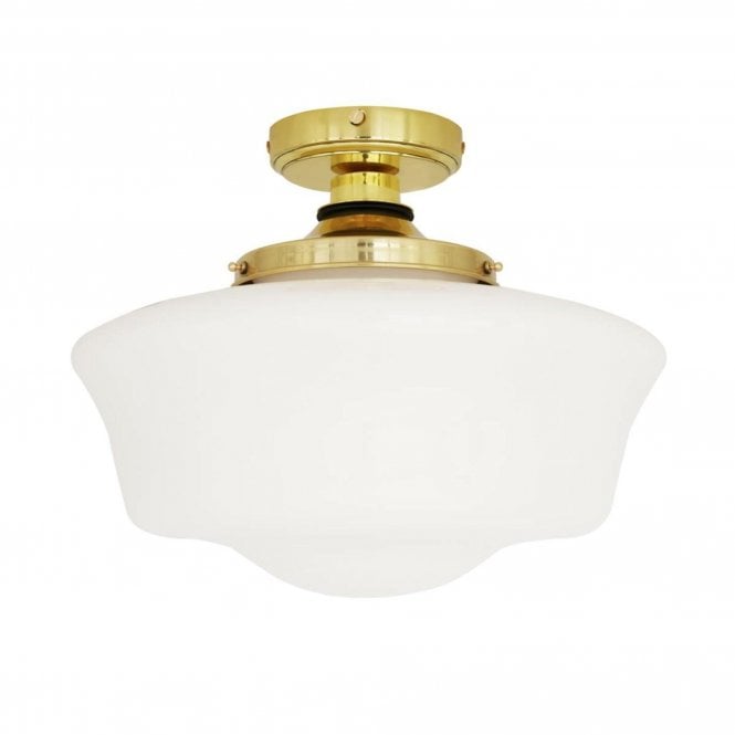 Anath Schoolhouse Ceiling LIght, Satin Brass