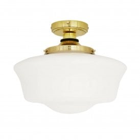 Anath Schoolhouse Ceiling LIght, Satin Brass