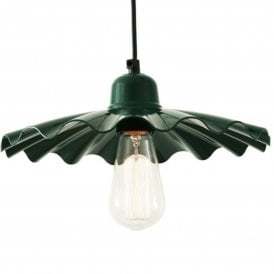 Ardle Ripple Shade Factory Pendant Light 30cm, Racing Green