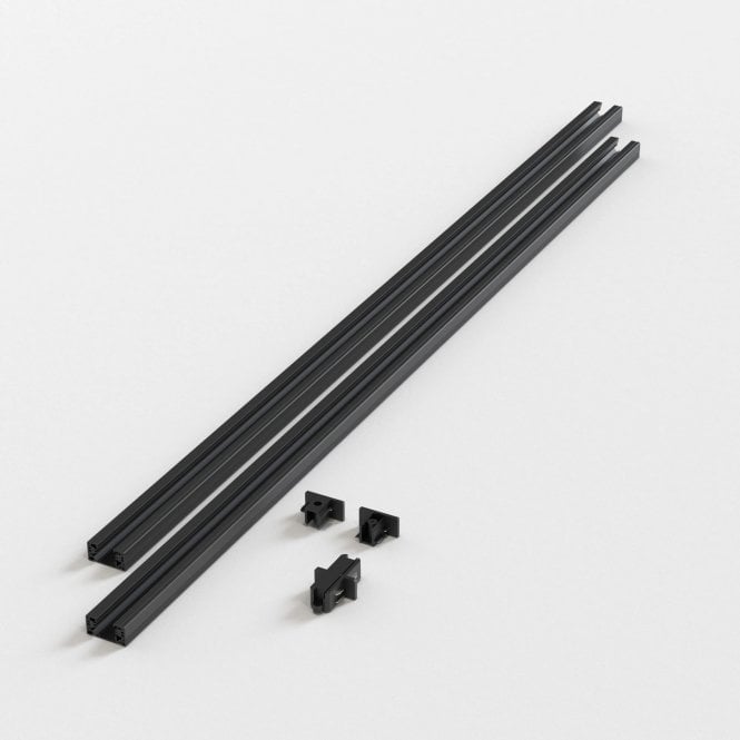  2 x 1m Track Kit Matt Black Single Phase Ceiling System