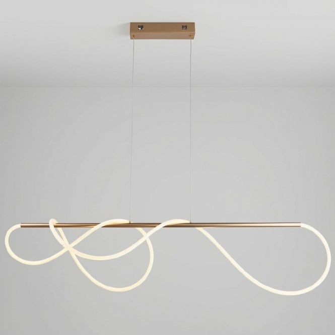 Attalea LED Linear Pendant Light, Satin Gold, 120cm