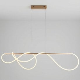 Attalea LED Linear Pendant Light, Satin Gold, 120cm