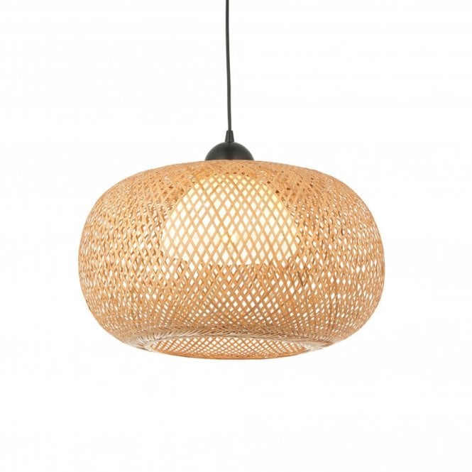 Bali Round Pendant Light, Bamboo