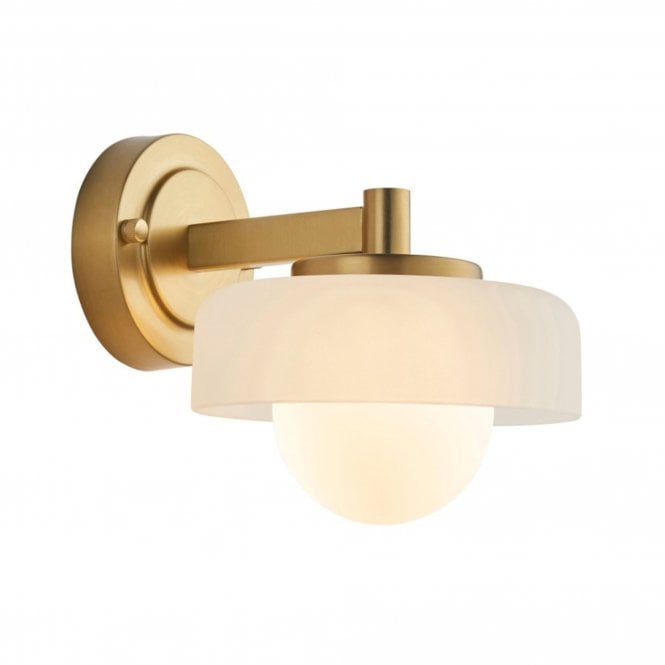 Boss Mid-Century Wall Light, Aged Brass & Opal Glass