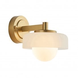 Boss Mid-Century Wall Light, Aged Brass & Opal Glass
