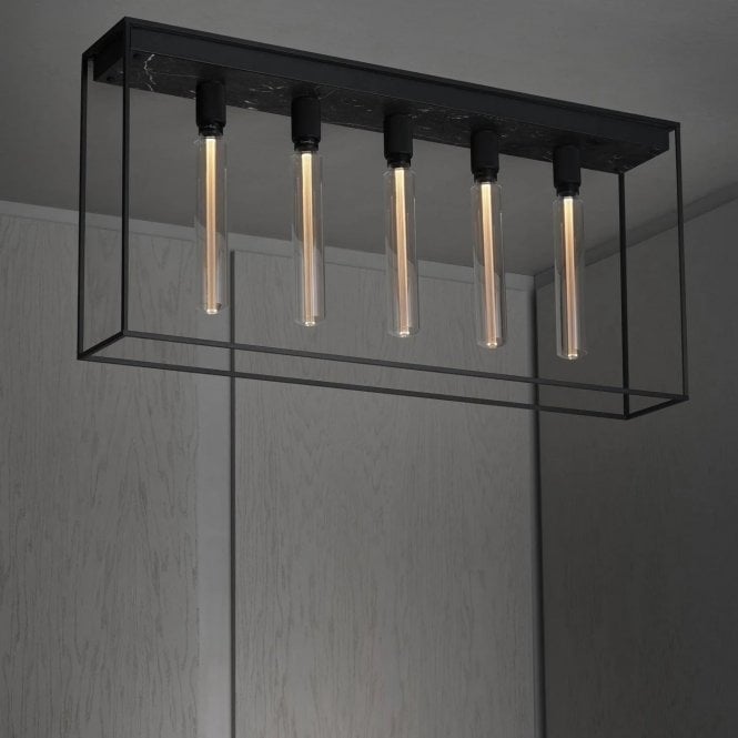 Caged Ceiling Chandelier / 5.0 / Cross / Black Marble