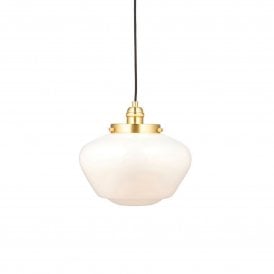 Camberley Pendant Light, Brass & Opal Glass