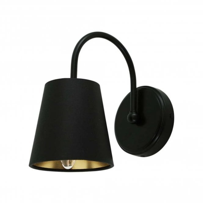 Carrick Contemporary Wall Light with Small Fabric Shade, Matt Black