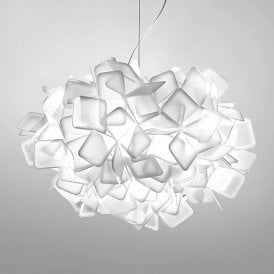Clizia Suspension Pendant Light, White, Small