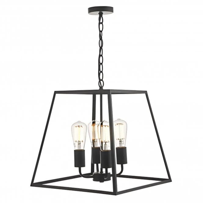 Dar Academy 4lt Lantern Pendant Light, Black