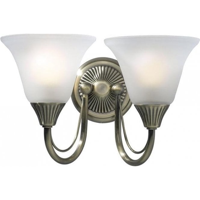 Dar Boston 2 Light Surface Wall Light Antique Brass