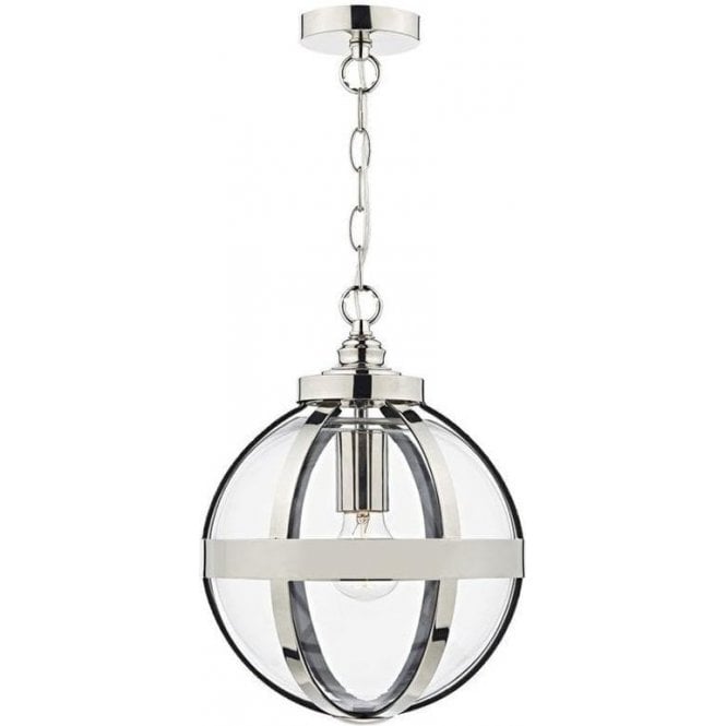 Dar Heath 1 Light Pendant Ceiling Light Polished Nickel