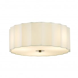 Dar Noura 3 Light Flush Ceiling Light, Ivory and Antique Bronze