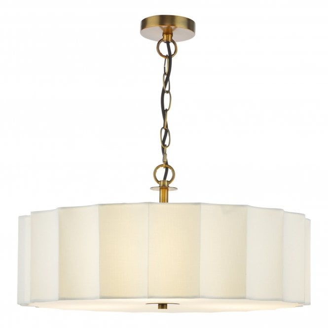 Dar Noura 3 Light Pendant Ivory and Antique Bronze