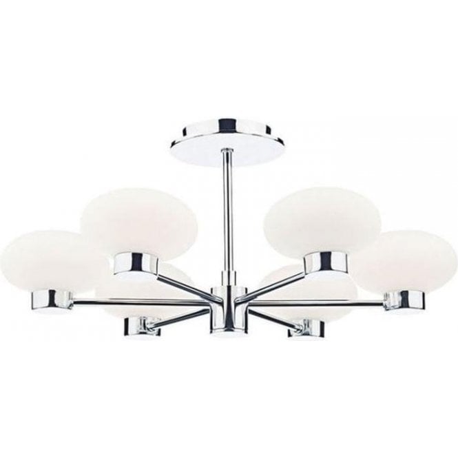 Dar System 6 Light Semi Flush Ceiling Light Polished Chrome
