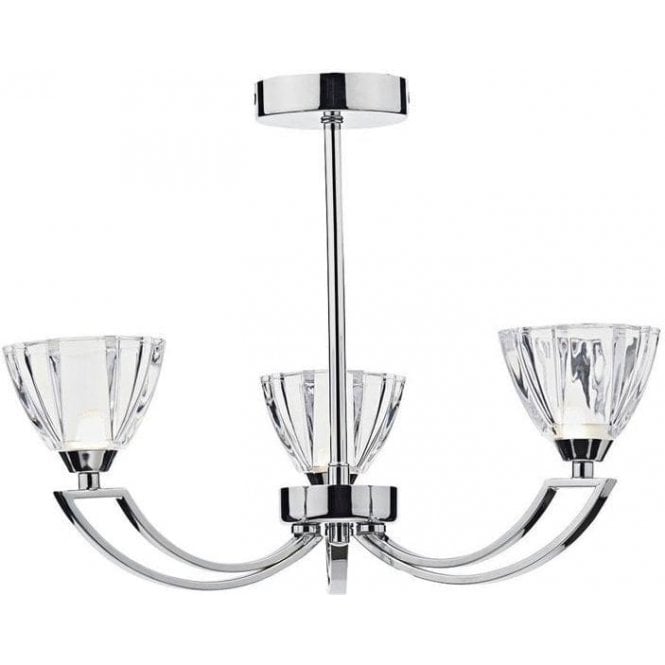 Dar Vito 3 Light Pendant Ceiling Light Polished Chrome