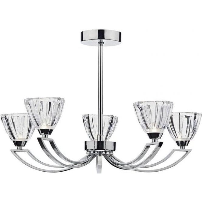 Dar Vito 5 Light Pendant Ceiling Light Polished Chrome