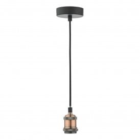 Dar Waco 1 Light E27 Suspension, Antique Copper