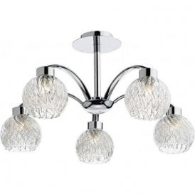 Dar Yasmin 5 Light Semi Flush Ceiling Light Polished Chrome