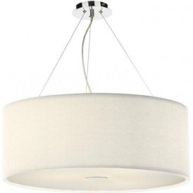 Dar Zaragoza 6 Light Pendant Ceiling Light Polished Chrome 90cm Cream