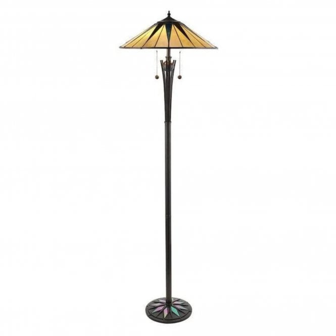 Dark Star Tiffany Floor Lamp, Black & Cream
