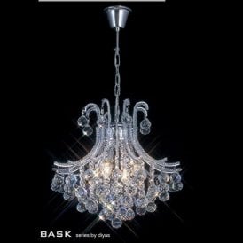 Diyas Bask IL30016 Chrome Crystal Four Light Round Pendant Ceiling Fitting