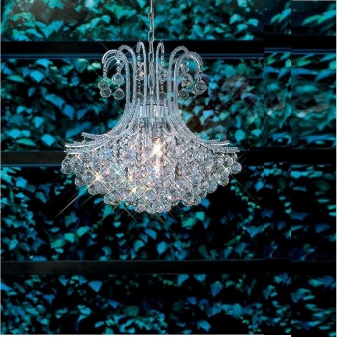 Diyas Bask IL30017 Chrome Crystal Six Light Pendant Ceiling Fitting