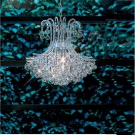 Diyas Bask IL30017 Chrome Crystal Six Light Pendant Ceiling Fitting