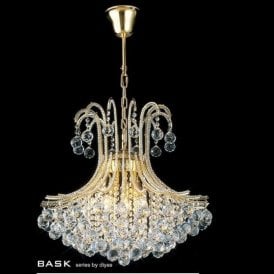 Diyas Bask IL30217 Gold Crystal Six Light Pendant Ceiling Fitting