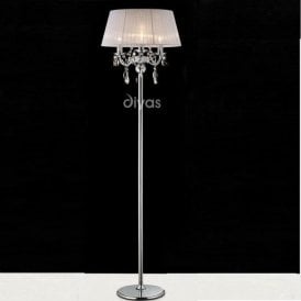Diyas Olivia IL30063/WH Polished Chrome Crystal Three Light Floor Lamp with White Shade