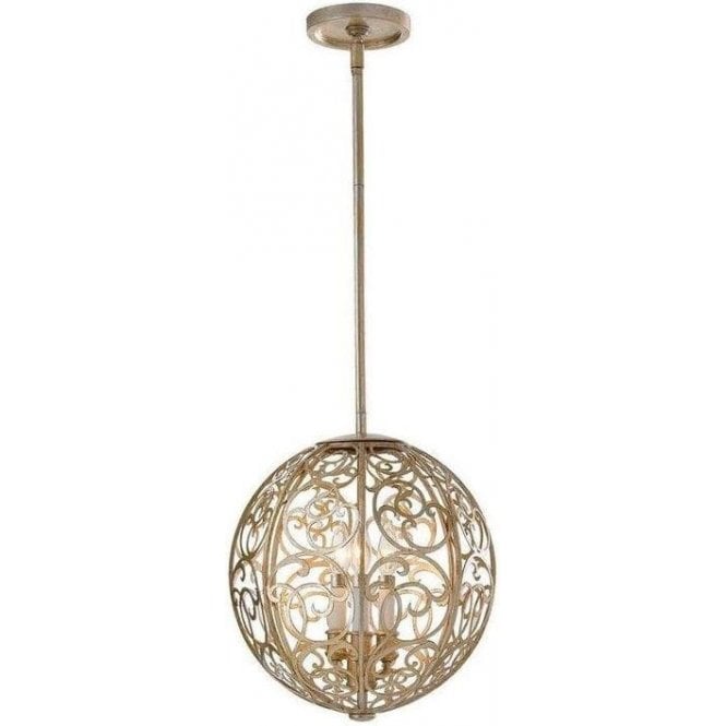 Elstead Arabesque 3 Light Pendant Ceiling Light Silver