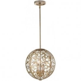 Elstead Arabesque 3 Light Pendant Ceiling Light Silver