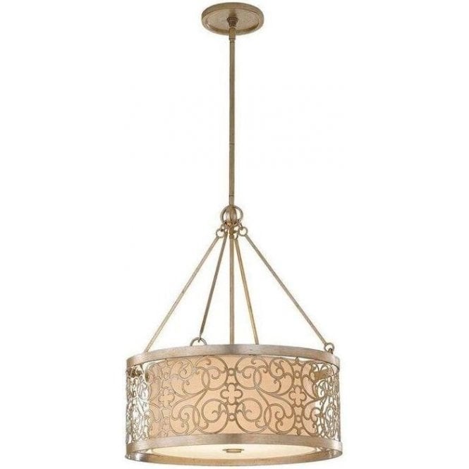 Elstead Arabesque 4 Light Pendant Ceiling Light Silver