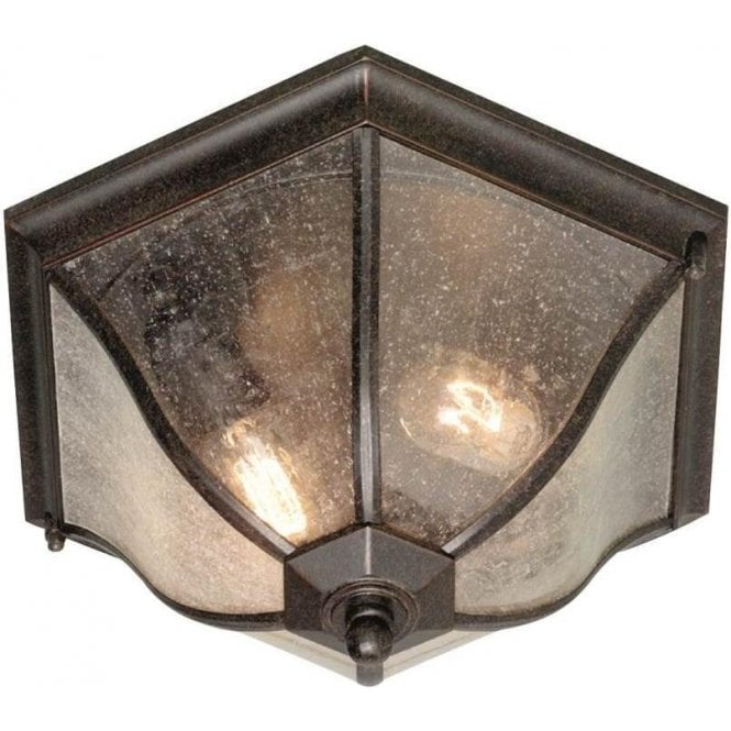 Elstead New England Outdoor Medium Flush Ceiling Lantern Bronze