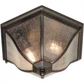 Elstead New England Outdoor Medium Flush Ceiling Lantern Bronze