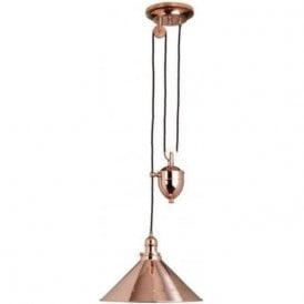 Elstead Provence 1 Light Rise and Fall Pendant Polished Copper