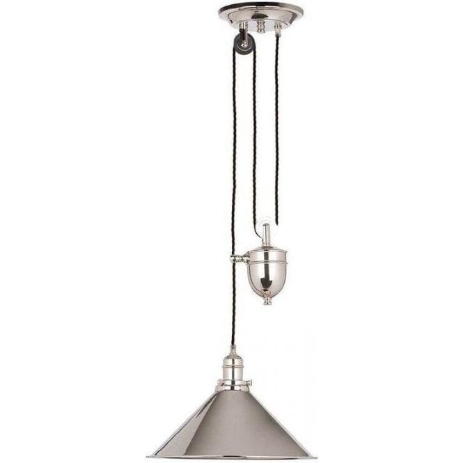 Elstead Provence 1 Light Rise and Fall Pendant Polished Nickel