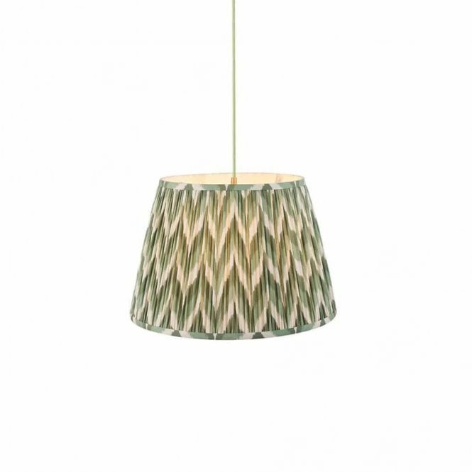 Eltham & Ikat 40cm Pendant Light, Muted Green & Aged Brass