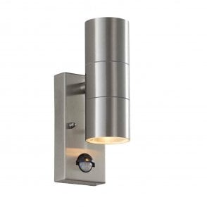 Endon Canon PIR 2lt Wall Lights, Stainless Steel