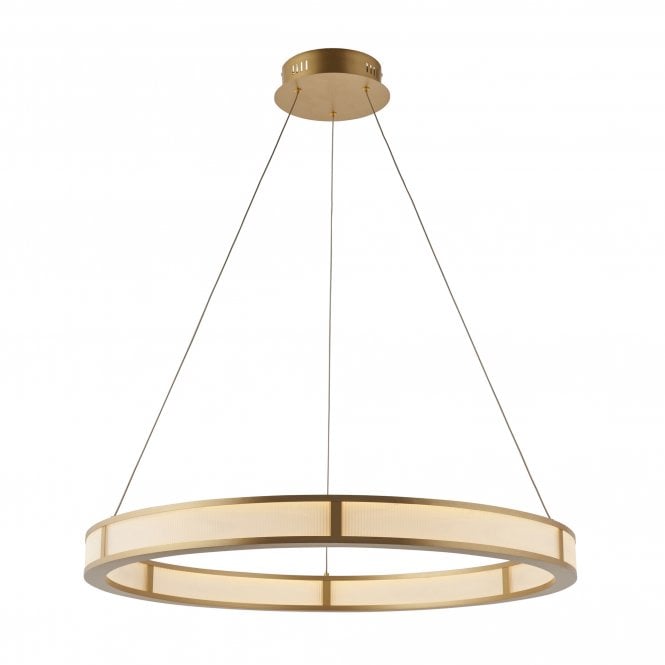 Endon Classic Ribbed Hoop Pendant, Brushed Gold