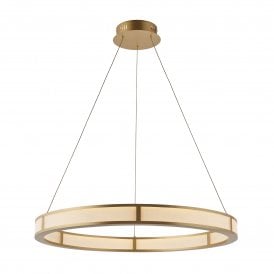 Endon Classic Ribbed Hoop Pendant, Brushed Gold