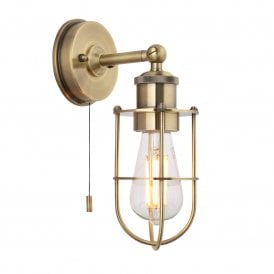 Endon Crew Wall Light, Antique Brass