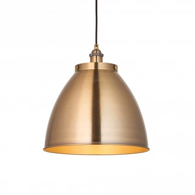 Endon Franklin Large Pendant Ceiing Light, Antique Brass Plate