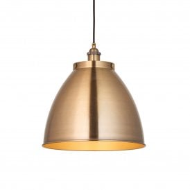 Endon Franklin Large Pendant Ceiing Light, Antique Brass Plate