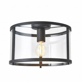 Endon Hopton Flush Ceiling Light, Black