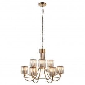 Endon Lighting Berenice 9 Light Tiered Pendant Light Brass E14 640mm