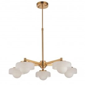 Endon Lighting Boss 5 Light Pendant Light Brass Glass G9 690mm